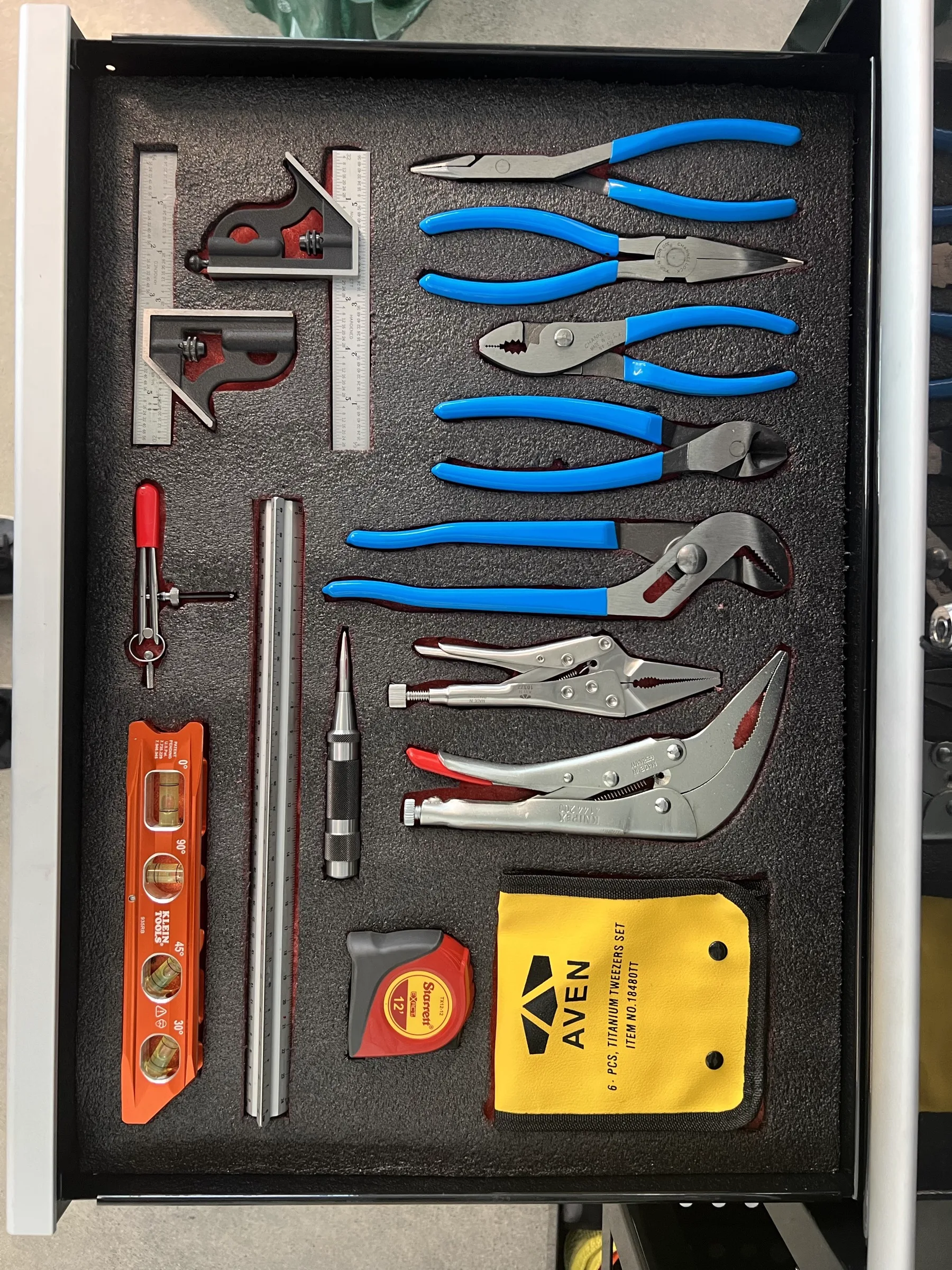 Tool drawer with precision instruments